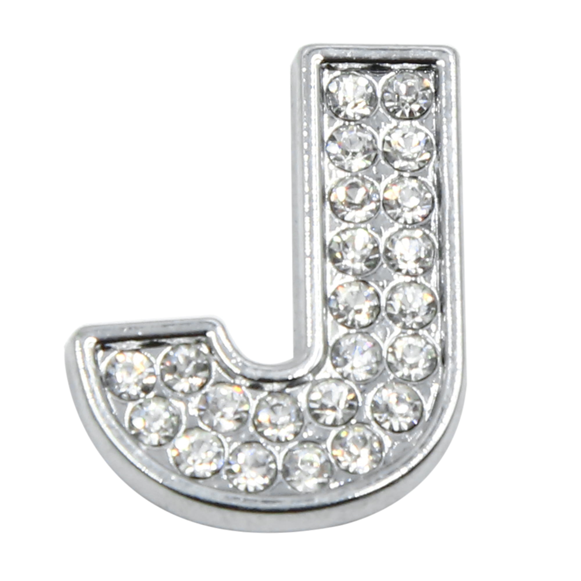 3D Silver Tone Chrome Metal Letter J Shaped Car Sticker Decal