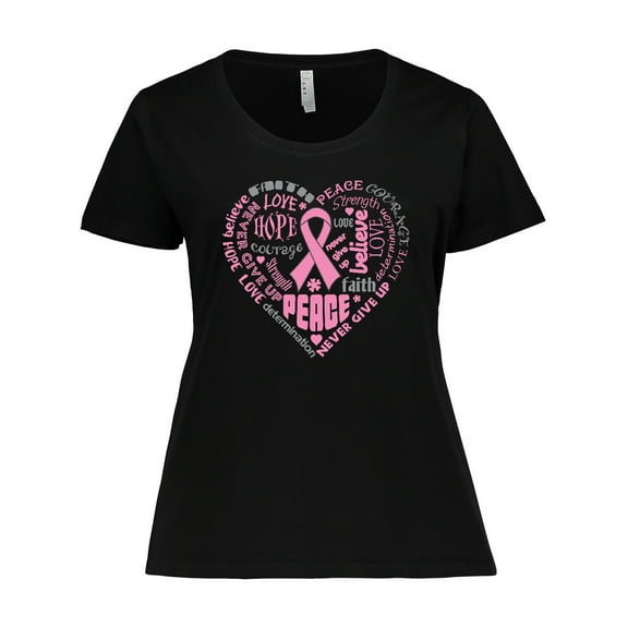 Inktastic Breast Cancer Awareness Heart Words Women's Plus Size T-Shirt