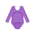 thumbnail image 3 of Jowowha Kids Girls Ballet Dance Leotard Long Sleeve Fleece-Lined Bodysuit Costume Gymnastic Yoga Purple 140, 3 of 7