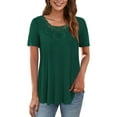 thumbnail image 3 of GingDinWomens Plus Size Tunic Tops Short Sleeve Lace Pleated Shirts Blouses M-4X, 3 of 9