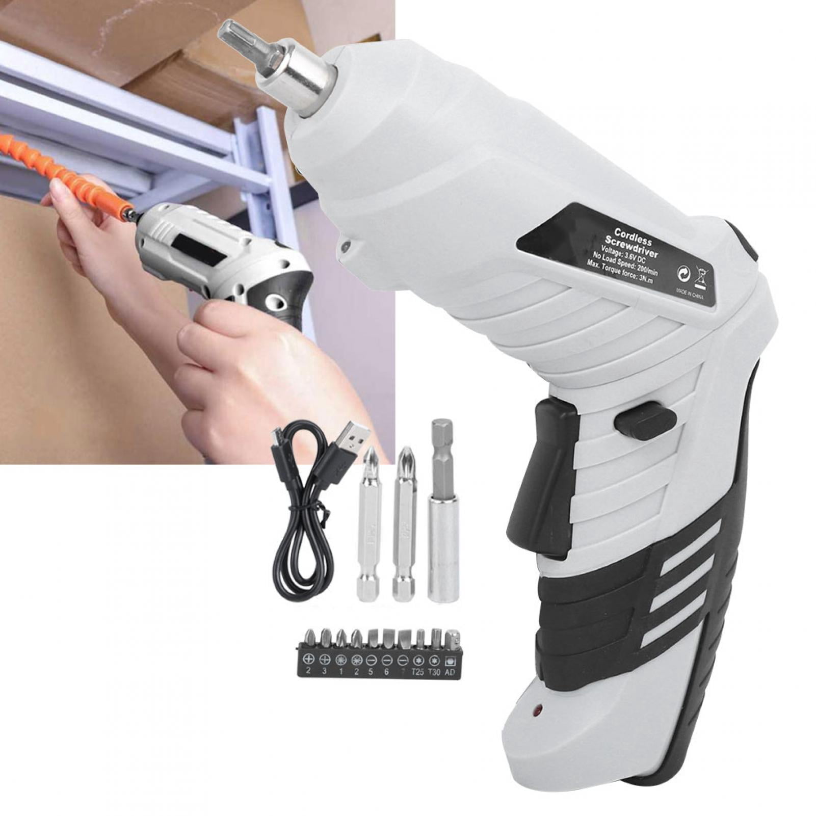 Garosa Matkap Mini Drill Cordless Electric Screwdriver Drill Kit ‑Ion Rechargeable Screw LED Home Cordless Screwdriver