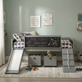 thumbnail image 2 of Bellemave Twin Size Low Loft Bed with Slide, Climbing Frame, Wooden Twin Bed with Two Movable Drawers, Multifunctional Chalkboard(Wood, Gray), 2 of 11