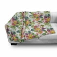 thumbnail image 2 of Floral Soft Flannel Fleece Throw Blanket, Tropical Composition of Flowers and Exotic Palm Leaves Plumeria Strelitzia, Cozy Plush for Indoor and Outdoor Use, 50" x 60", Multicolor, by Ambesonne, 2 of 5