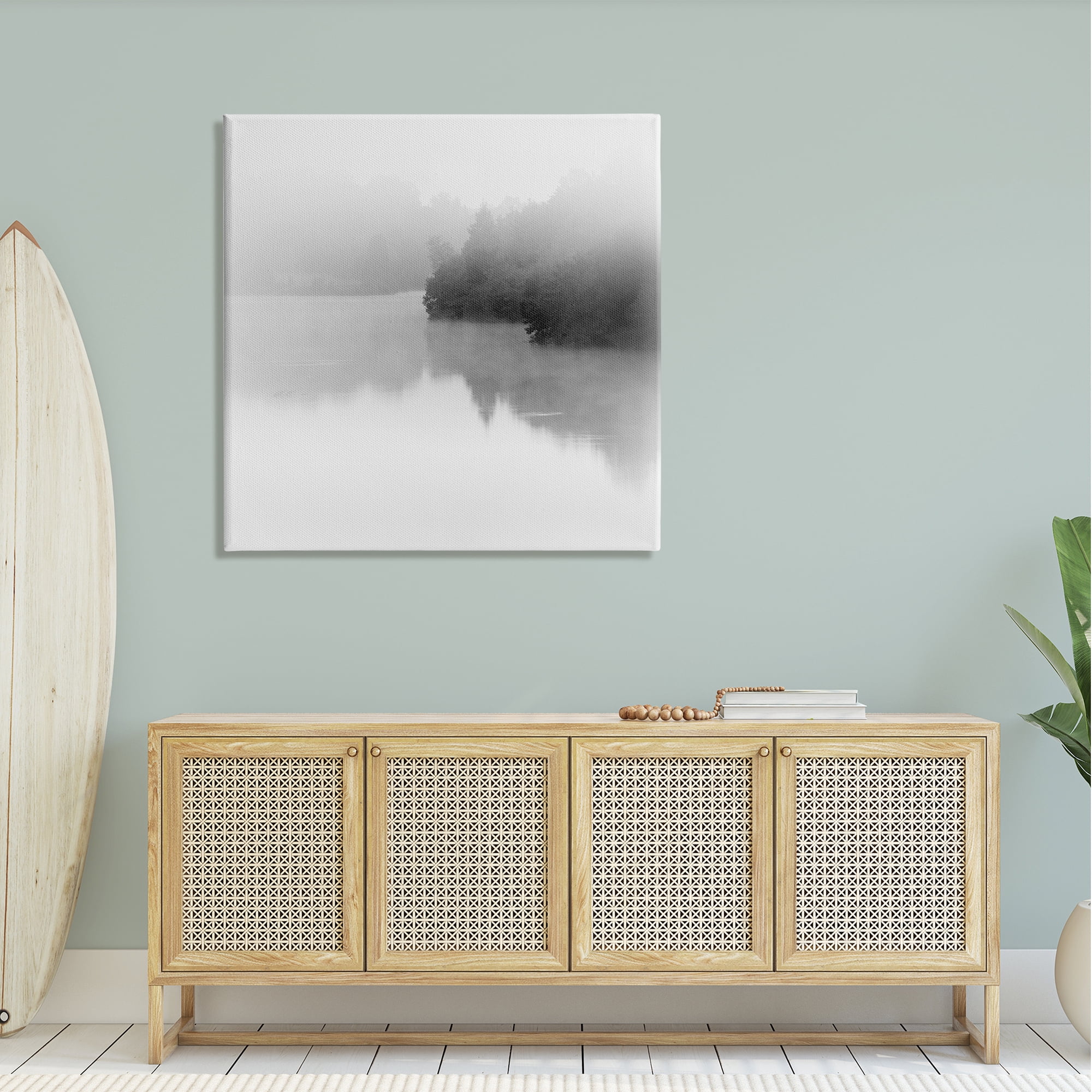 Stupell Foggy Lake Mysterious Reflection Landscape Photography Gallery Wrapped Canvas Print Wall Art