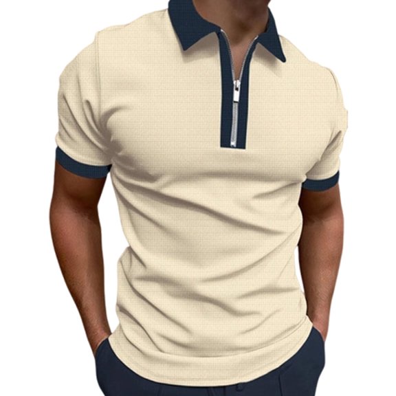 VgaVtl Summer Mens Polo Shirt Big and Tall Short Sleeve Zipper Casual Outdoor Teeshirts for Men Color Block Collared