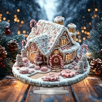 EclipseJewels 2D Acrylic Snow Globe House Decor with Cotton Candy Design, Winter Village Tabletop Centerpiece for Christmas Holiday Home Decor and Gift Giving