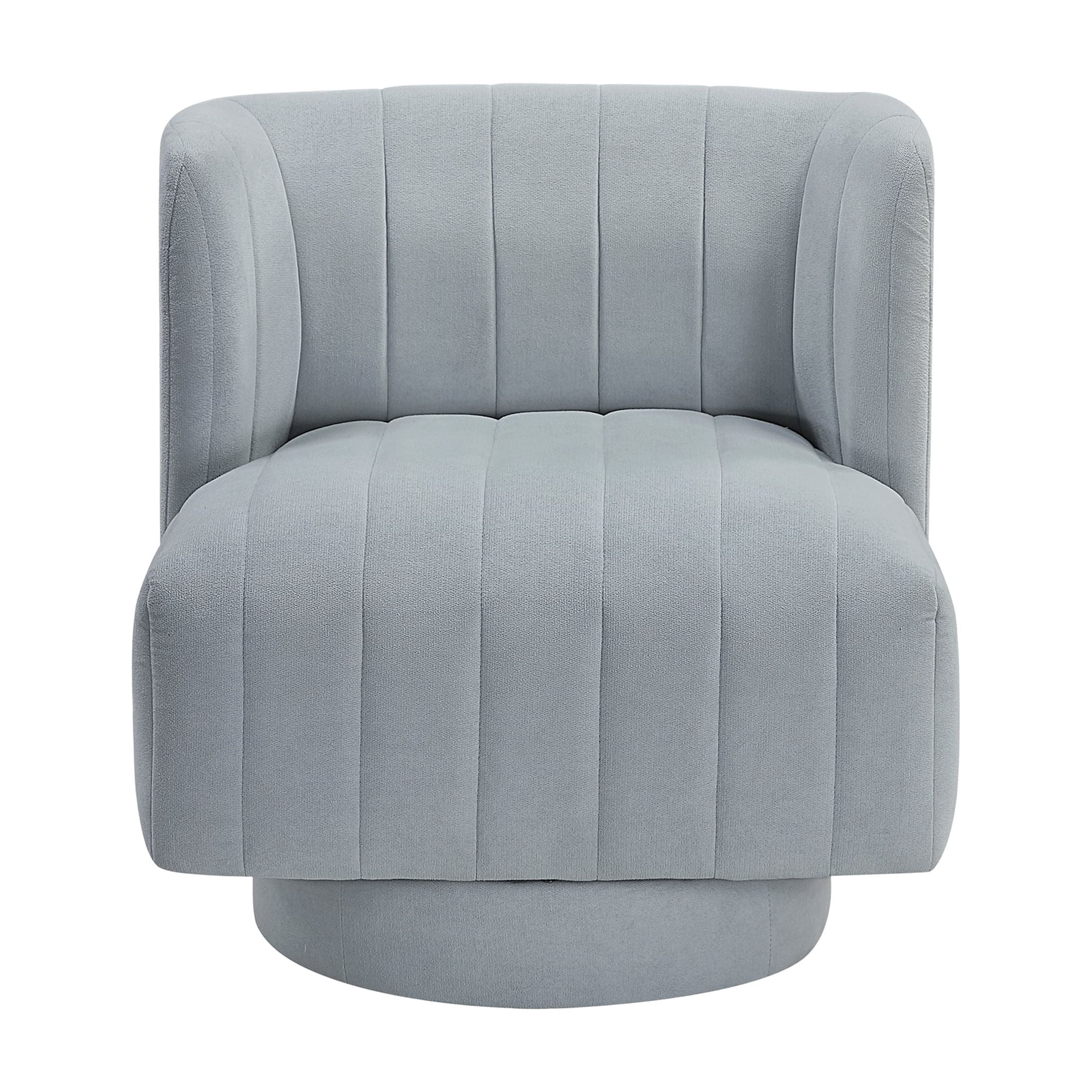 OakvillePark Glynworth Textured Fabric Chennel Tufted Swivel Chair, Aqua Blue