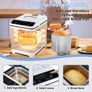 KBS 20-in-1 2LB Bread Maker Machine with 2 Custom Menus,Gluten-Free & 15H Delay Timer, Nonstick Pan, LCD Display, Black