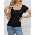 thumbnail image 6 of Women Short Sleeve Scoop Neck Tops Shirts Fitted Summer Tshirt Tee, 6 of 7