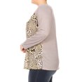 thumbnail image 3 of Women Plus Size Leopard Print Striped Sleeves Blouse Tunic Top Multi 3XL (SE16018-2), 3 of 5