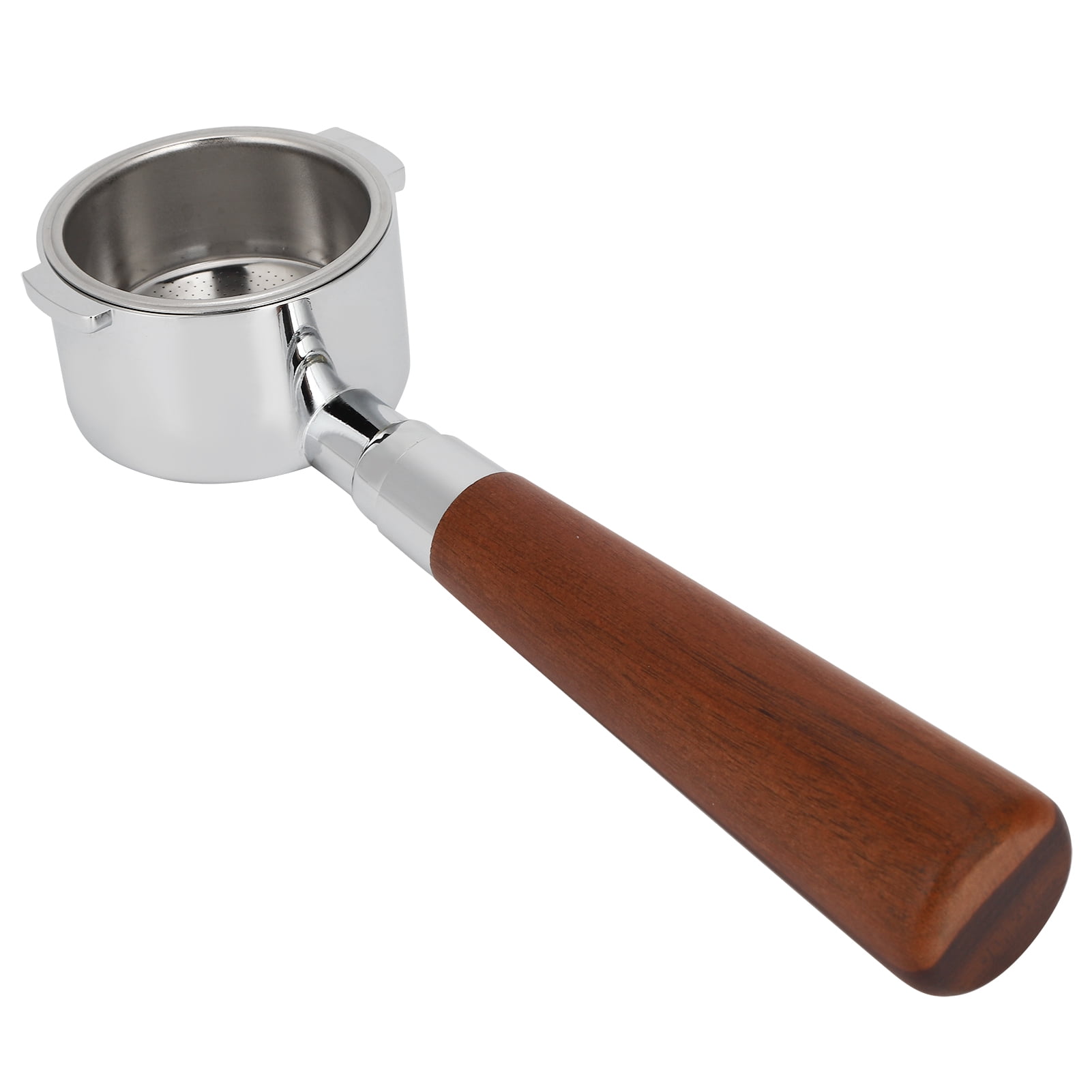 LAZIOEGR Coffee Bottomless Portafilter Filter Handle Replacement 51mm (2 inches) 304 Stainless Steel Wood Accessories Fit for Delonghi Machine