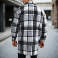 thumbnail image 4 of Mens Plaid Trench Coat Single Breasted Casual Long Jackets Button Down Lapel Shirt Jacket Fashion Thick Warm Overcoat, 4 of 4