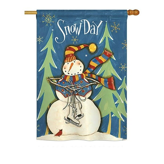 H114161-BO Winter Snow Day Wonderland Impressions Decorative Vertical 28 x 40 in. Double Sided House Flag
