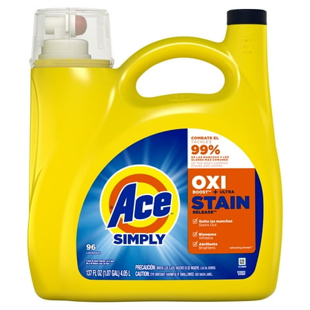 Ace Simply Oxi Boost + Ultra Stain Release Liquid Laundry Detergent, Refreshing Breeze Scent, 137 fl oz, 96 Loads