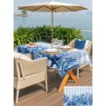 thumbnail image 5 of Outdoor Tablecloth with Umbrella Hole for Patio/Picnic/Party/Camping, Summer Coastal Waterproof Table Cloth Rectangle Table Cover Washable, Watercolor Ocean Coral Starfish Conch Blue Plaid (52"x 70"), 5 of 8