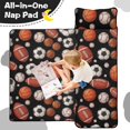 thumbnail image 4 of Football and Basketball Black Pattern Teens Toddler Nap Mat with Pillow, Sleeping Mat Bag for Preschool Daycare 59"x22", 4 of 6