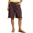 thumbnail image 2 of Breezora Women’s Baggy Cargo Denim Shorts – Wide Leg Knee Length Shorts with Pockets & Drawstring Waist, 2 of 6
