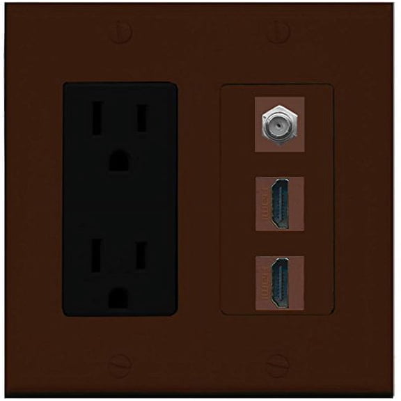 RiteAV - 15 Amp Power Outlet 2 Port HDMI 1 Port Coax Decorative Wall Plate