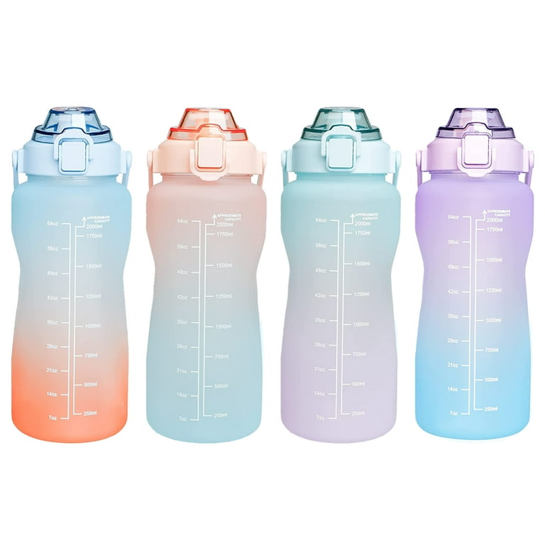 2 Litre Water Bottle with Straw, Drinking Time Reminder for Sports, Bike, Yoga, Hiking and Camping, Pink