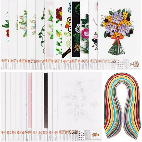 12 Pcs Quilling Paper Stencils with 36 Colors 360 Strips Flower/Bird Pattern Cardboard DIY Paper Quilling Tools Drawing Handcraft Tool DIY