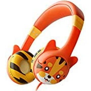 kidrox tiger-ear kids headphones, 85db volume limited, adjustable and safe hearing protection, tangle free cable, wired on-ear earphones for children toddler boys girls