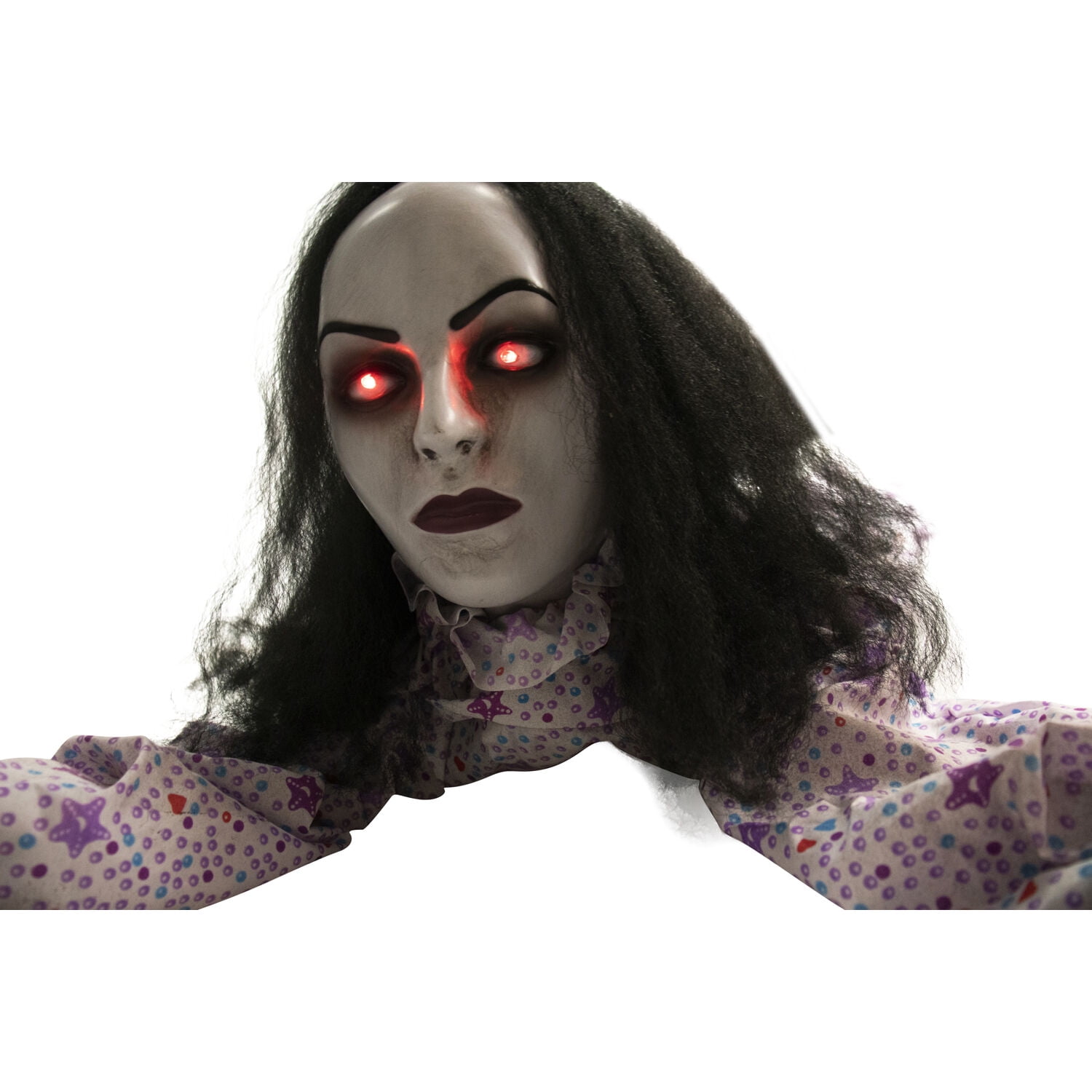 Haunted Hill Farm 5.25 ft Animatronic Haunted Crawling Lady, Indoor/Covered Outdoor Halloween Decoration, HHGBLADY-1LSA