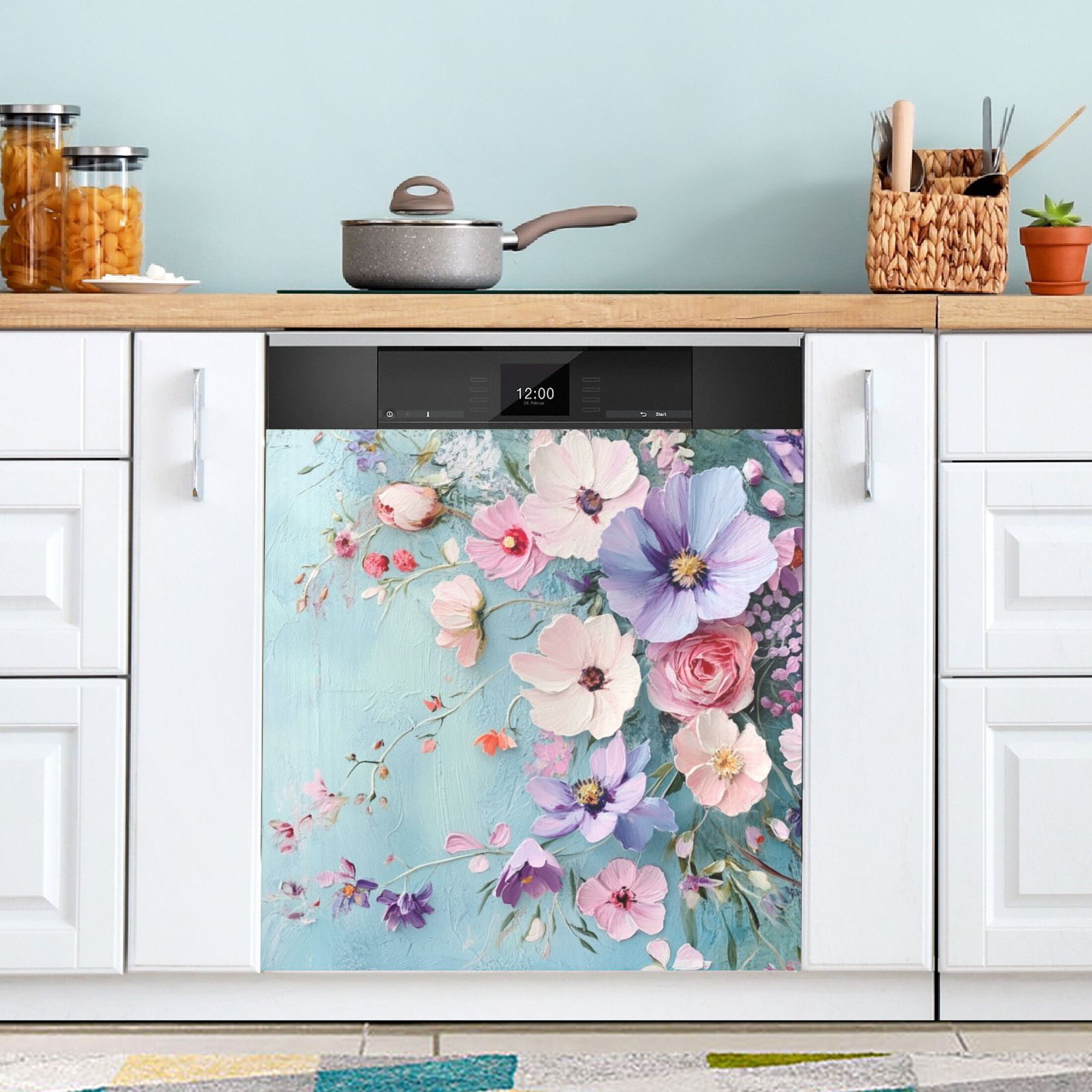 Dishwasher Magnetic Sticker 23x26 Inch Refrigerator Magnetic Sticker Washing Machine Magnetic Sticker Kitchen Panel Magnetic Sticker Home Decor Cool Beautiful Flowers