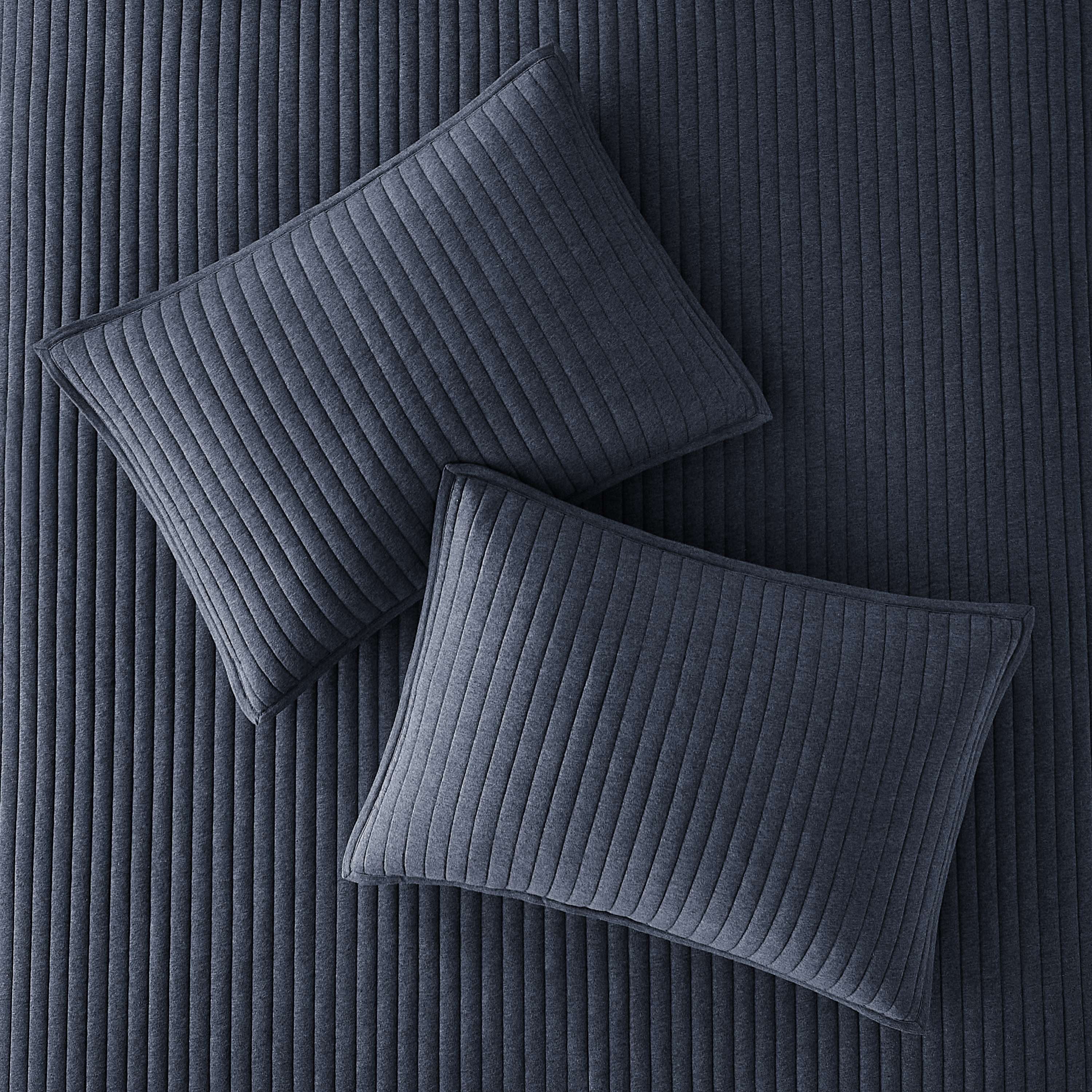 Mainstays King Pillow Sham - Indigo Blue Soft Jersey, Cotton-Rich T-Shirt Soft Decorative Bed Sham, 2 Pack