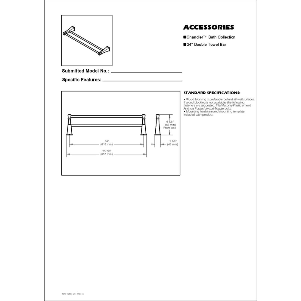 Better Homes and Gardens Chandler 24" Double Towel Bar, Chrome