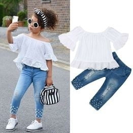 denim long sleeve outfit