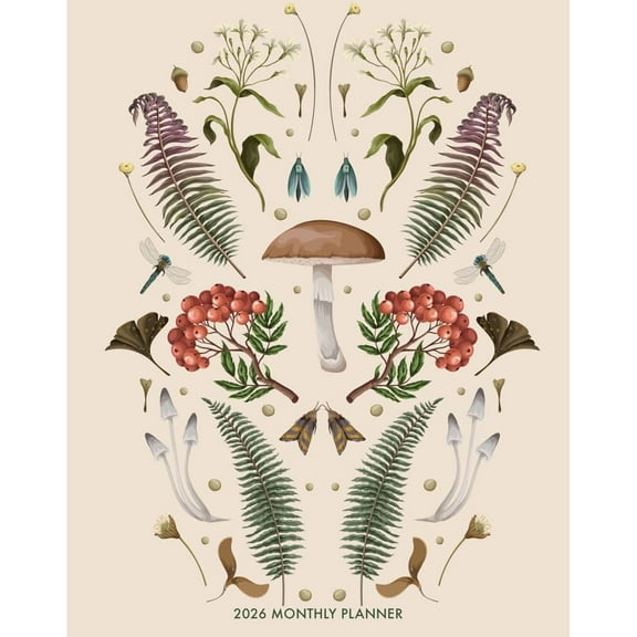 Willow Creek Press, Magic Mushroom Booklet Monthly 2026 Planner, 7.5'' X 9.5'', 12-Month Calendar with Perfect Binding