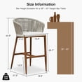 thumbnail image 2 of PURPLE LEAF Outdoor Rattan Bar Height Stools Set of 2 Modern Patio Metal Wicker Barstools Boho Aluminum Woven Bar Chairs with Wraparound Arm Backrest for Kitchen Island Garden Indoor Teak, 2 of 9