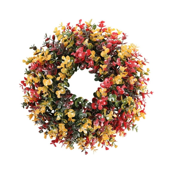 Large Boxwood Wreath for Front Door, Porch, Window- Artificial Boxwood Leaves Greenery Outdoor Wreath for Home, Farmhouse Wall Decor- Spring, Summer, Fall, All Seasons 15 Inch