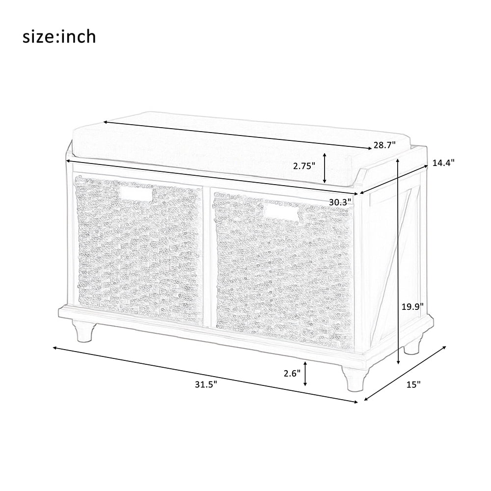 Lowestbest Homes and Gardens Cube Organizer, Storage Bench with 2 Woven Baskets Lowestbest Homes and Gardens Cube Organizer, Storage Bench with 2 Woven Baskets