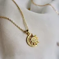 thumbnail image 2 of 2Ct Round Cut Lab Created Diamond Moon Star Pendant Necklace 14k Yellow Gold Plated, 2 of 3