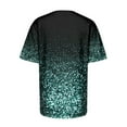 thumbnail image 5 of Plus Size Summer Clothes for Women Fashion Casual Ggradient Sequin Print Round Neck Loose T Shirt Top Ladies Workout Tees Womens Casual V Neck Shirts Long Sleeve Lingerie Top Cool Green S, 5 of 5