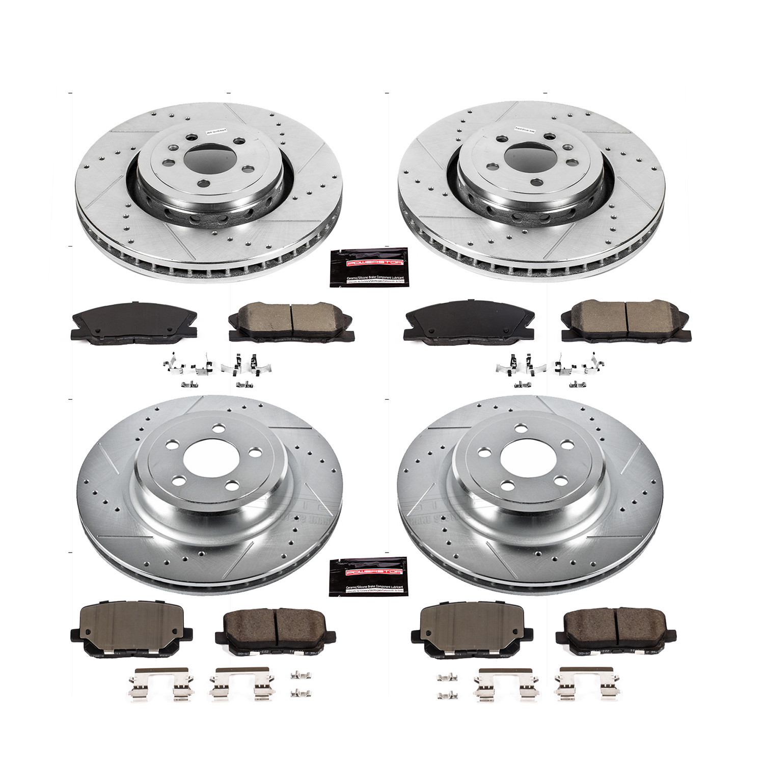 PowerStop Front and Rear Z23 Evolution Sport Carbon-Fiber Ceramic Brake Pad and Drilled & Slotted Rotor Kit Fits: DODGE Select Models K7051