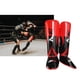 thumbnail image 3 of Espinilleras de artes marciales de MMA: protectores de piernas de boxeo en tailandia Thai ajustables y acolchados con empeine, protección para entrenamiento de Rojo L Adulto, 3 of 8