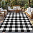 thumbnail image 3 of Outdoor Rug 5x7 ft Farmhouse Vintage Waterproof Outdoor Patio Rug Mat Non Slip Outside Area Rugs Carpet for RV,Camping,Porch,Deck,Pool,Balconybackyard,Gingham Checkered Texture Black White, 3 of 9