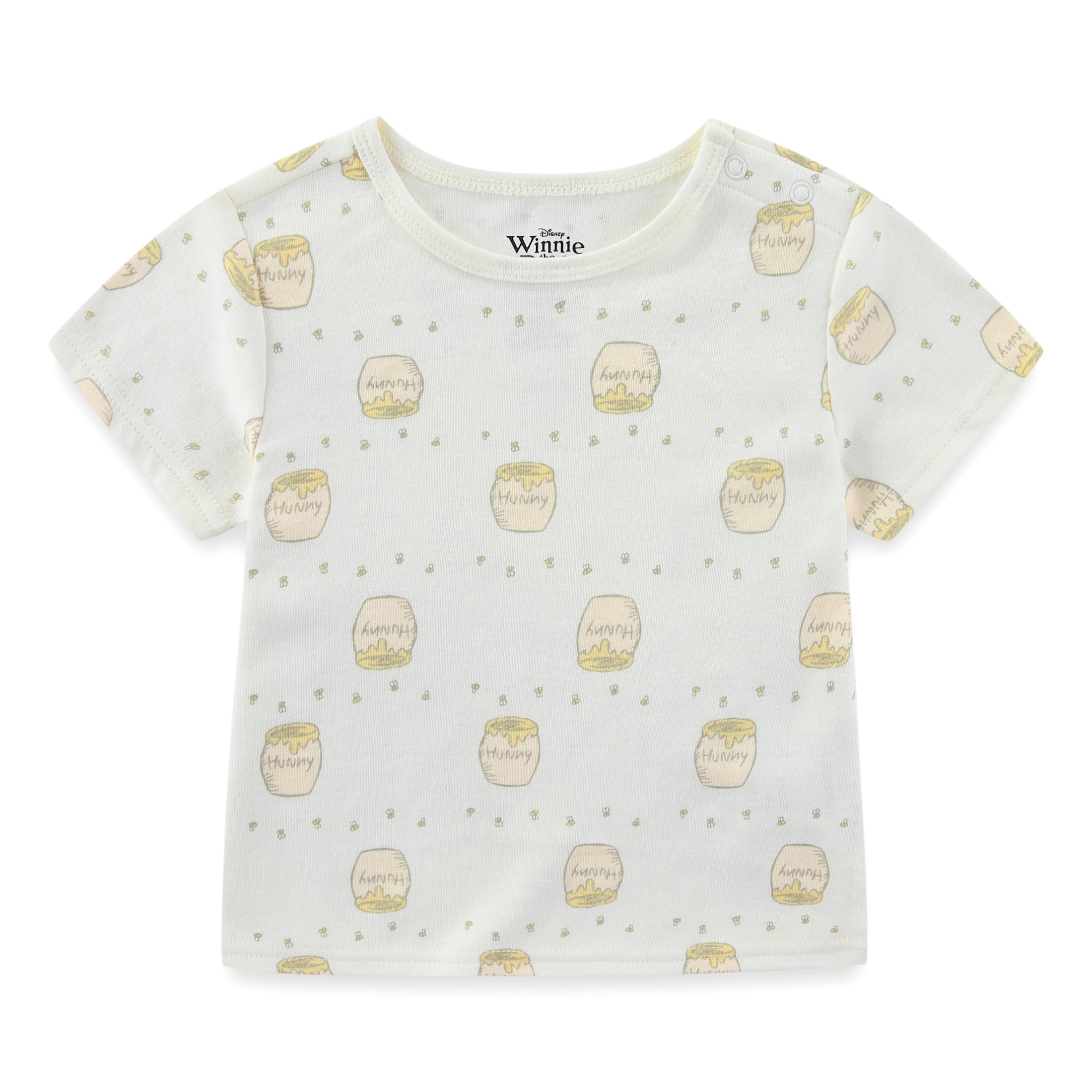 Disney Winnie the Pooh French Terry Shortall Overalls with Shirt (Baby Boys), 2 Piece Set, Sizes 12M-24M