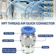 thumbnail image 4 of 2 Pcs NPT Push to Connect Air Fittings, Male Straight 10mm Tube OD x 1/8" NPT Thread Air Quick Connector, Blue, 4 of 7