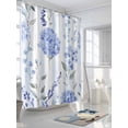 thumbnail image 3 of Fsddascl Hydrangea Leaves Shower Curtain Set - 66" x 72" Washable Bathtub Curtain with 12 Hooks, Blue Striped Botanical Floral Waterproof Fabric Stall Shower Curtains for Bathroom/Bathtub Décor, 3 of 6