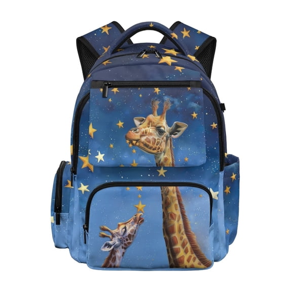 Jeiento Starry Giraffe Print 17 Inch Kids School Backpack Water-Resistant Lightweight Bookbag for Boys Girls Elementary Students Multi-Pocket Daypack for School Hiking
