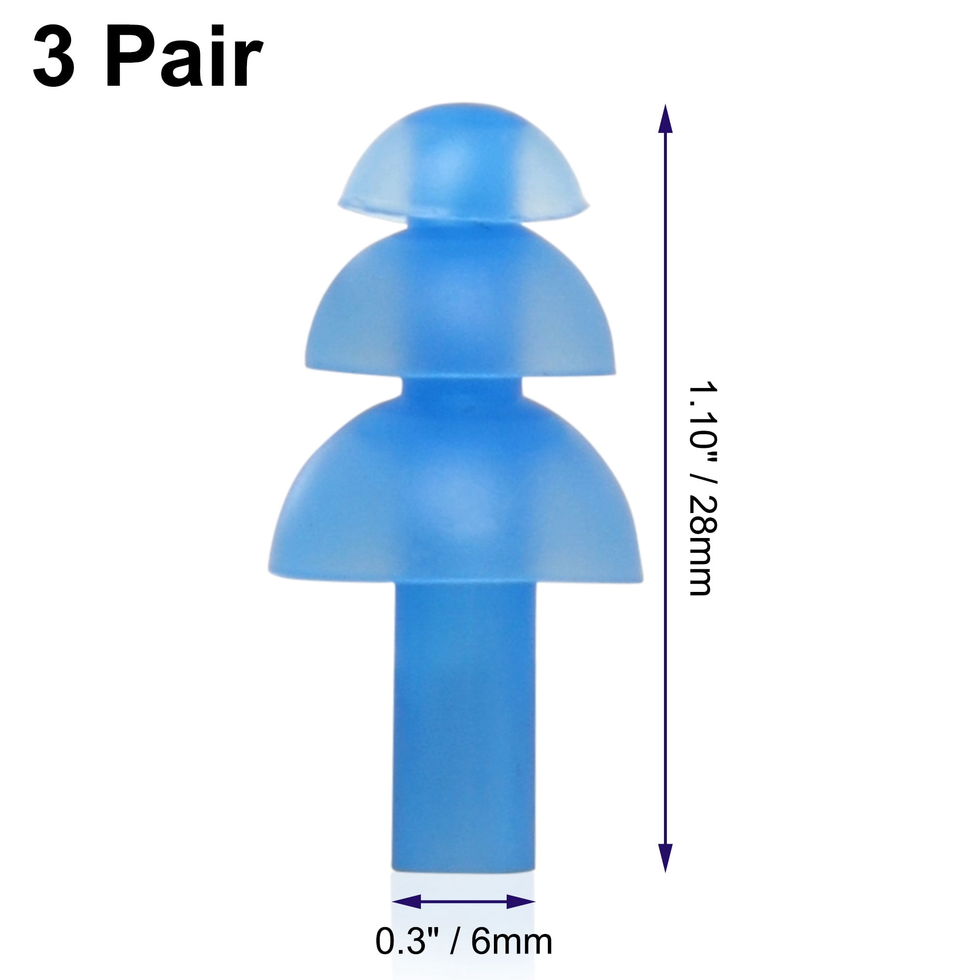 Unique Bargains 3 Pair Waterproof Ear Plugs Soft Silicone Swimming Earplugs for Men Women