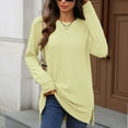 thumbnail image 6 of Maplenight Crew Neck Tops for Women Knit Long Sleeve Casual Tunic Sweaters Solid Side Slit Womens Pullover Tops for Fall Winter, 6 of 7