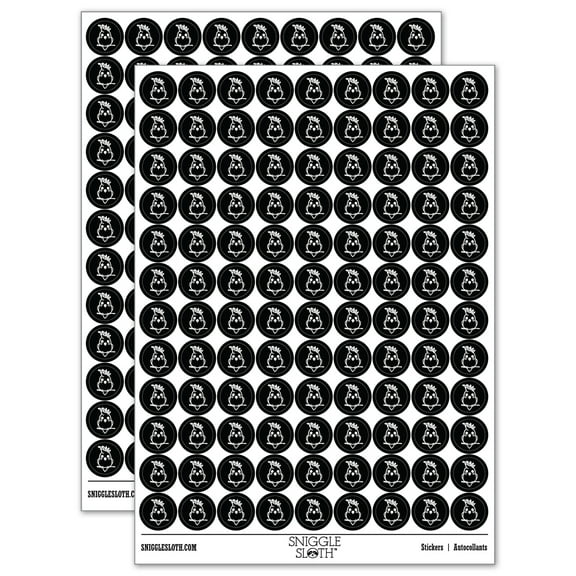 Precious Kawaii Chibi Sulphur-Crested Cockatoo Round Sticker Set - Black - Gloss Finish - 0.50" Size