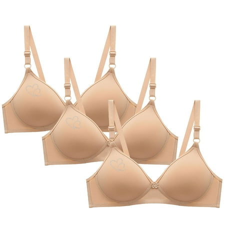 Brondbend Wireless Bras for Women 3pcs Wireless Full Coverage Minimizer Adjustable Straps Smooth Lift Deep Cup Padded Everyday Bra Comfy Sticky Bra for Holiday Festival Gift Khaki XL