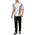 thumbnail image 2 of INSPIRE CHIC Holographic T-Shirts for Men's Crew Neck Short Sleeved Party Disco Shiny t Shirt L Silver, 2 of 5