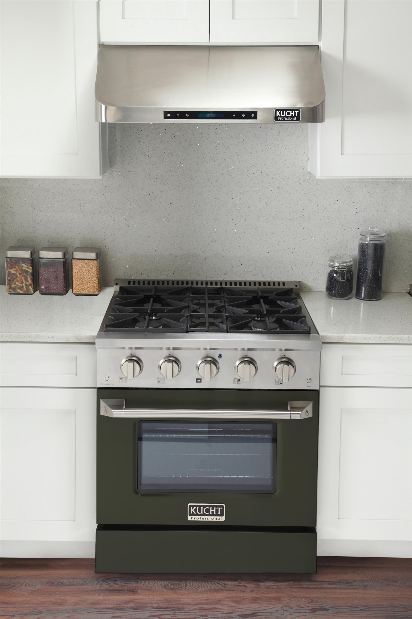 30 in. 4.2 cu. ft. Dual Fuel Range Natural Gas Sealed Burners in Olive Green .
