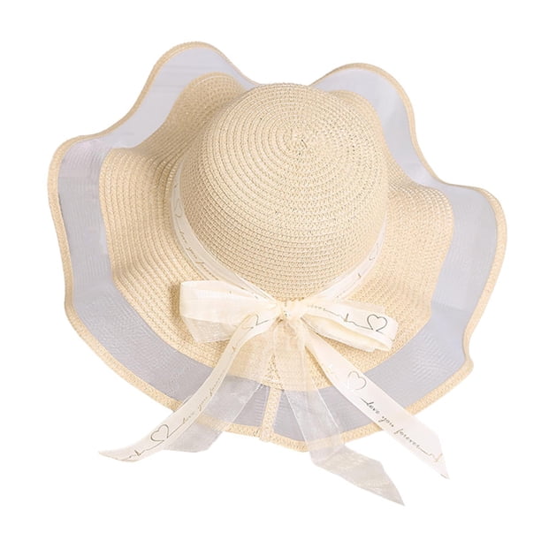 Sombreros de paja para mujer, sombrero de sol con ala de malla ligera para playa, para vacaciones al aire libre